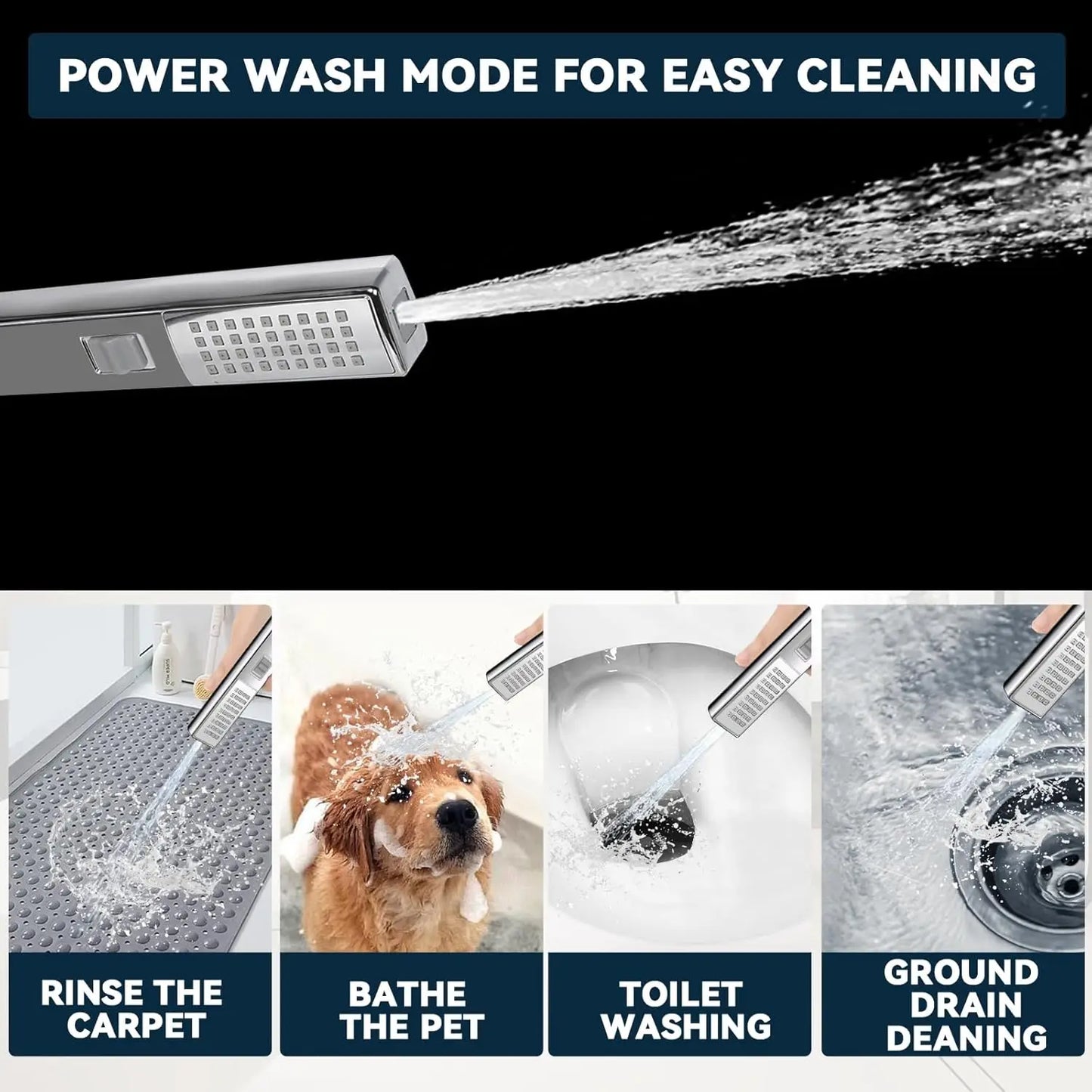 8-Inch High-Pressure Shower Head Combo Handheld Spray Combo with Adjustable Angle with Flow Regulator 60-Inch Long Hose