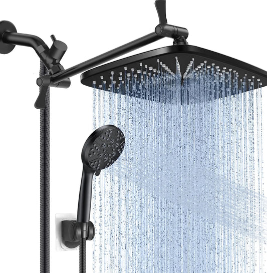 5-Setting High Pressure Shower Head 12 Inch Rain Shower Head with Handheld and Hose
