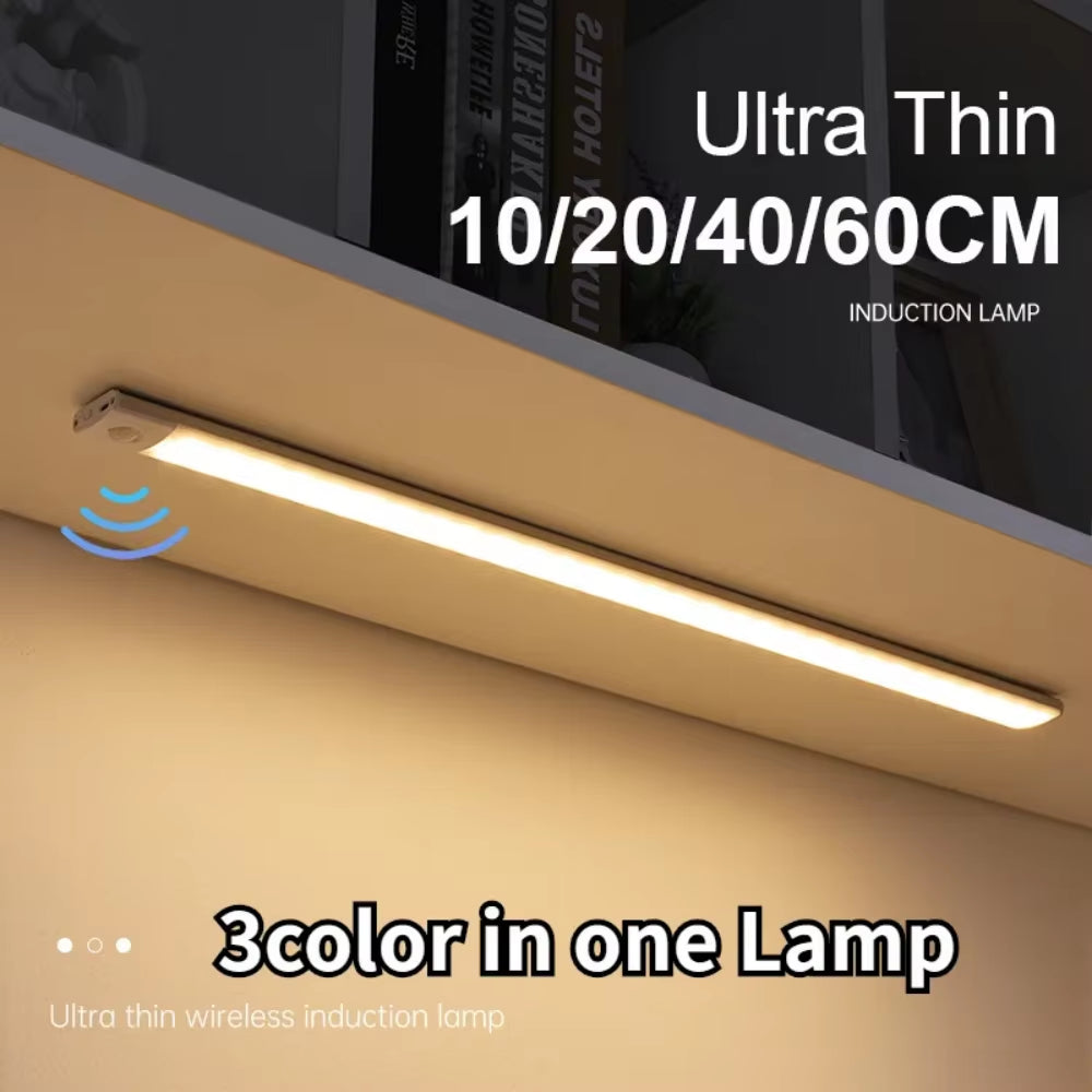 Night Light Motion Sensor Lights Wireless under Cabinet Light for Kitchen Cabinet Bedroom Wardrobe Indoor Lighting LED Bar Light