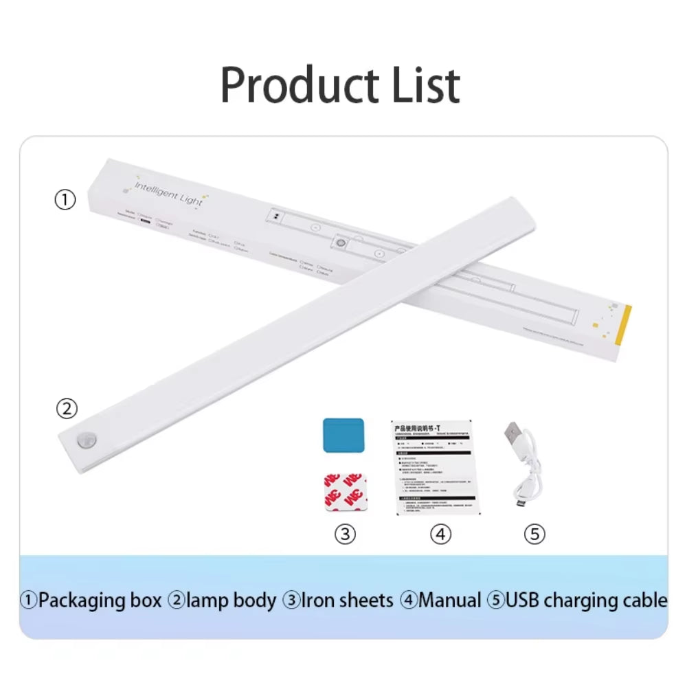 Night Light Motion Sensor Lights Wireless under Cabinet Light for Kitchen Cabinet Bedroom Wardrobe Indoor Lighting LED Bar Light
