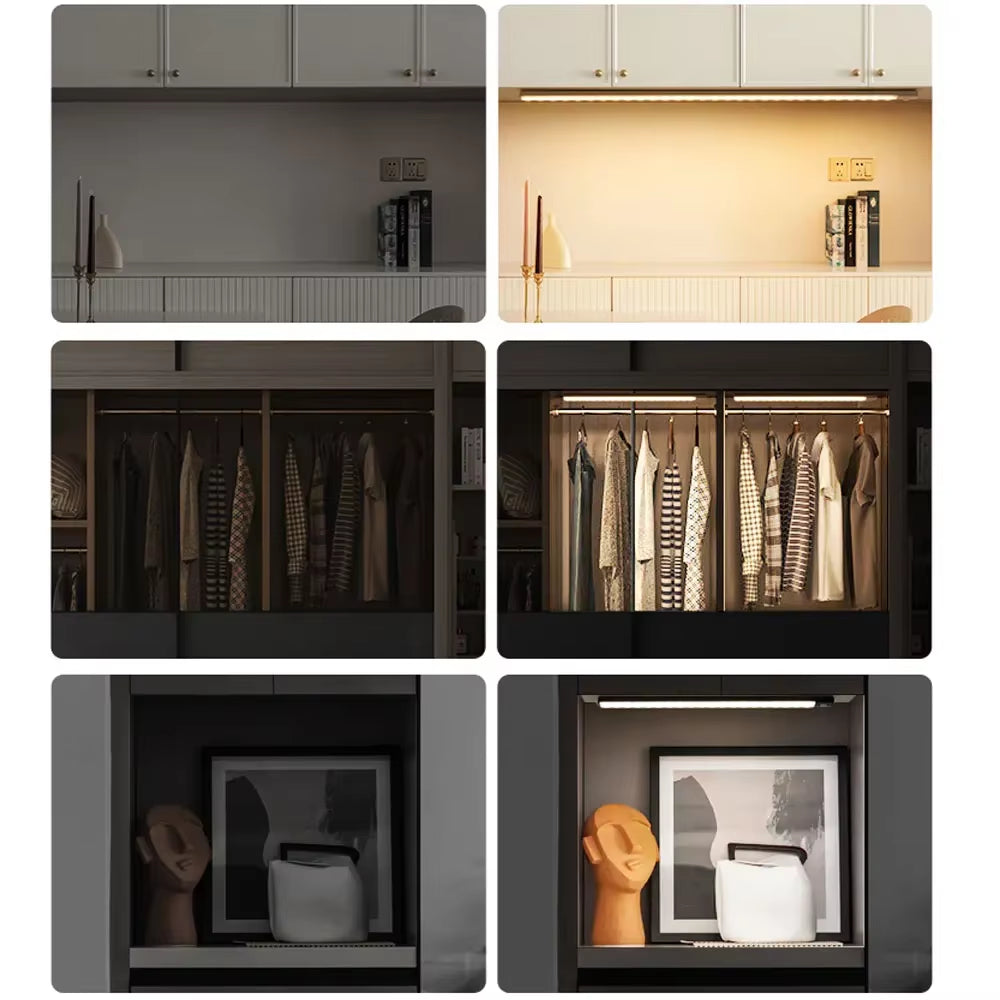 Night Light Motion Sensor Lights Wireless under Cabinet Light for Kitchen Cabinet Bedroom Wardrobe Indoor Lighting LED Bar Light